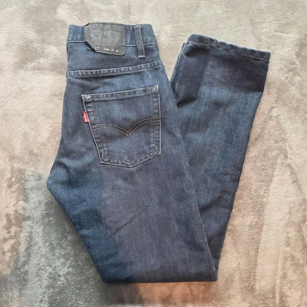 Levi's 511 Slim Jeans Boys 14 Reg 27x27 Blue Dark Wash Straight Leg Denim Casual